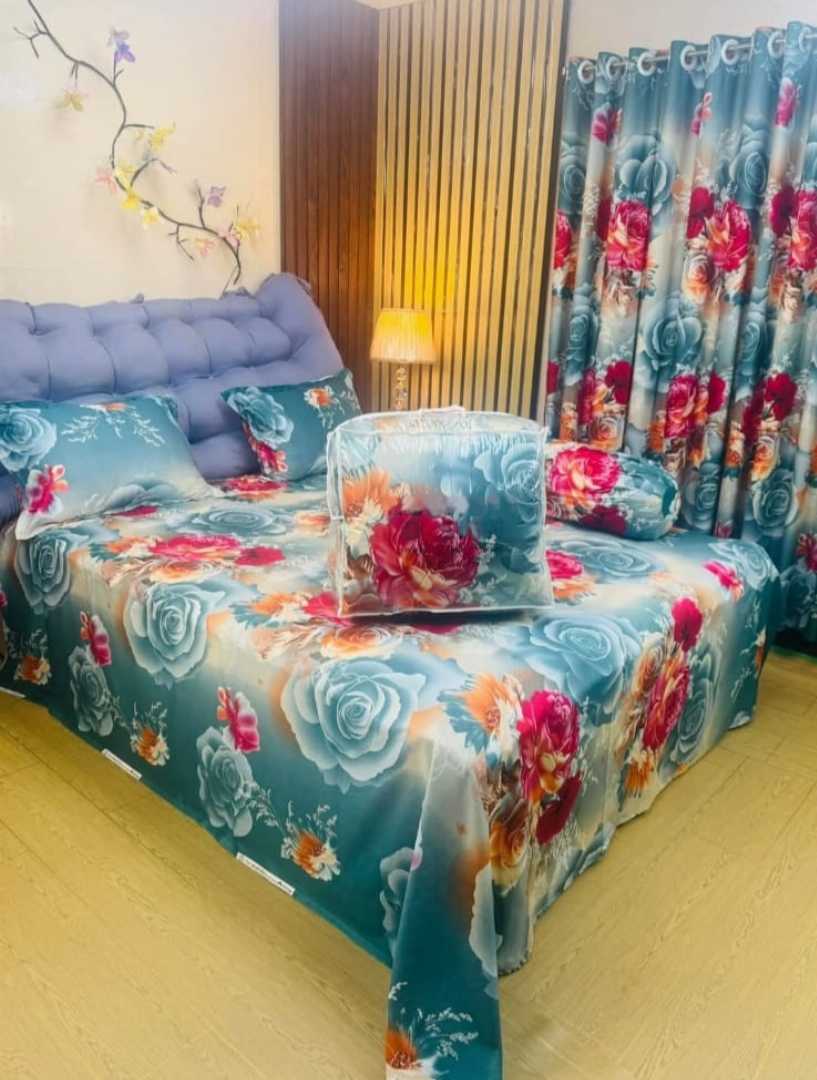 Twill cotton comforter set, pure cotton bedding, luxury comforter Bangladesh, 5 piece comforter set, king size bedsheet set, premium bedding, rash-free cotton comforter, long-lasting bed set, luxurio