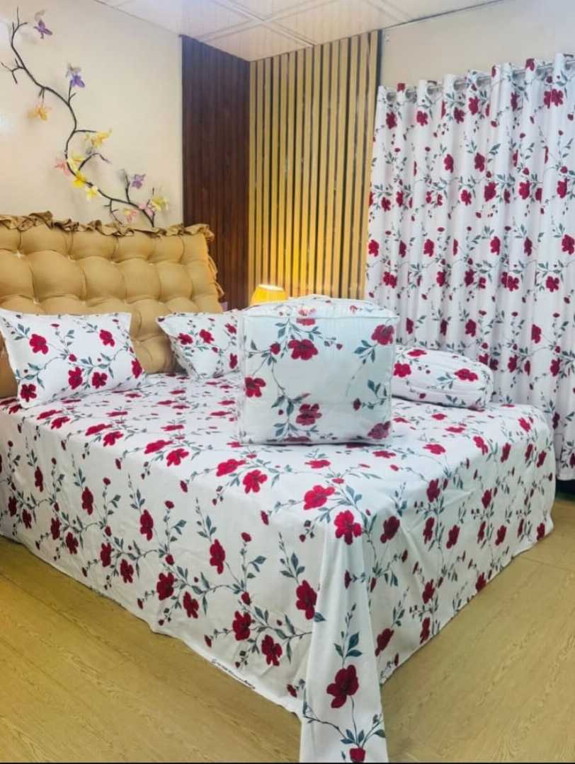 Twill cotton comforter set, pure cotton bedding, luxury comforter Bangladesh, 5 piece comforter set, king size bedsheet set, premium bedding, rash-free cotton comforter, long-lasting bed set, luxurio