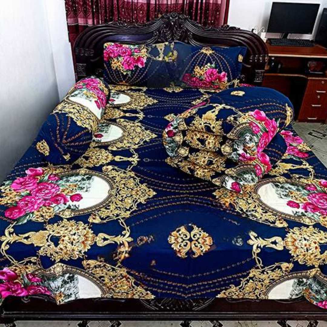 Twill cotton comforter set, pure cotton bedding, luxury comforter Bangladesh, 5 piece comforter set, king size bedsheet set, premium bedding, rash-free cotton comforter, long-lasting bed set, luxurio