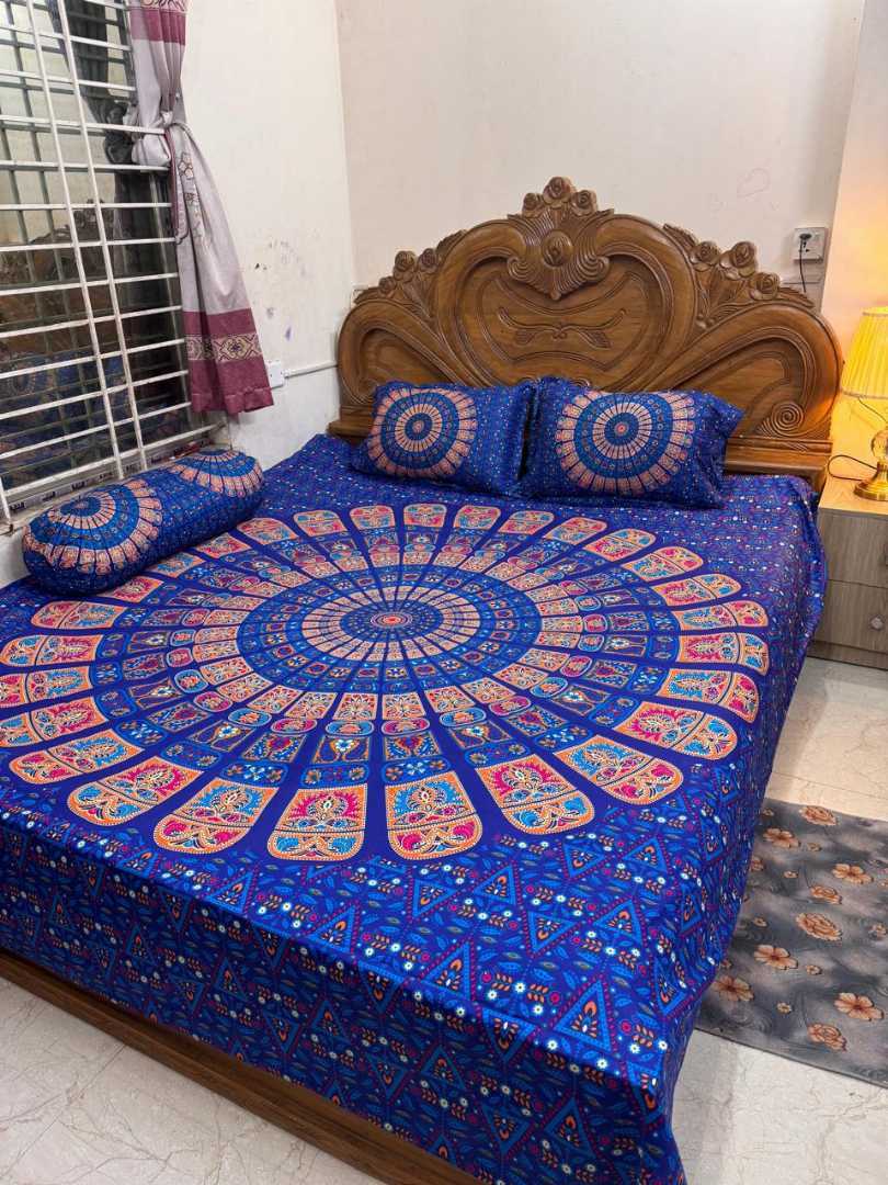 Luxury King Size Bed Sheet, Cotton Bedsheet Set, Premium Bedsheet Bangladesh, King Size Cotton Bedsheet, Bedsheet with Pillow Covers, Digital Print Bedsheet, Luxury Bedding Set, Soft Cotton Bedsheet