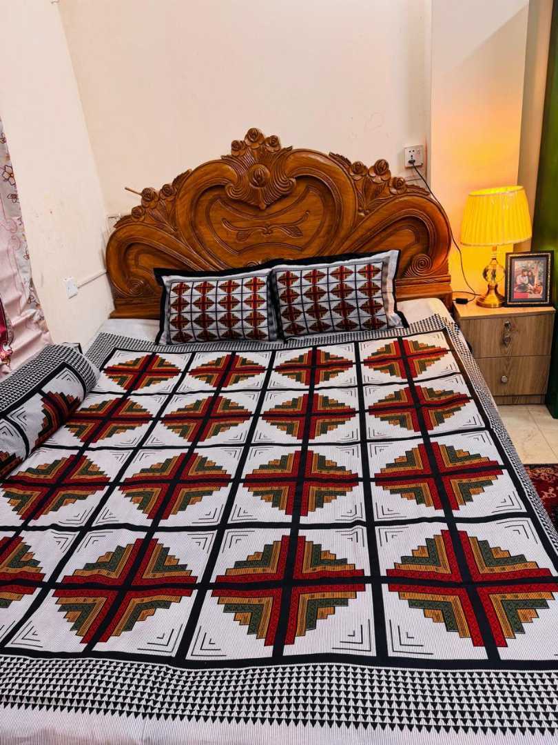 Luxury King Size Bed Sheet, Cotton Bedsheet Set, Premium Bedsheet Bangladesh, King Size Cotton Bedsheet, Bedsheet with Pillow Covers, Digital Print Bedsheet, Luxury Bedding Set, Soft Cotton Bedsheet