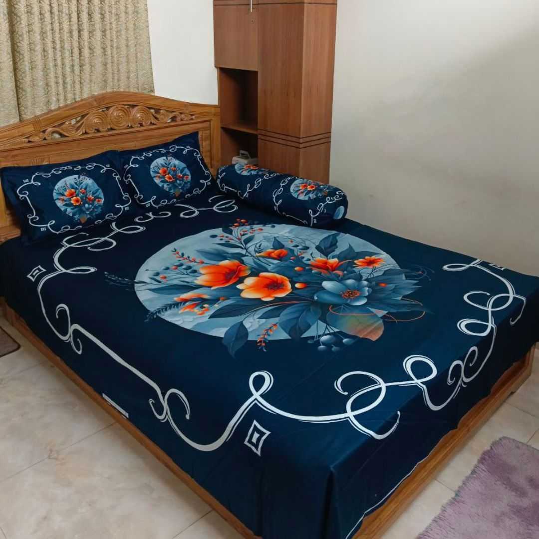 Luxury King Size Bed Sheet, Cotton Bedsheet Set, Premium Bedsheet Bangladesh, King Size Cotton Bedsheet, Bedsheet with Pillow Covers, Digital Print Bedsheet, Luxury Bedding Set, Soft Cotton Bedsheet