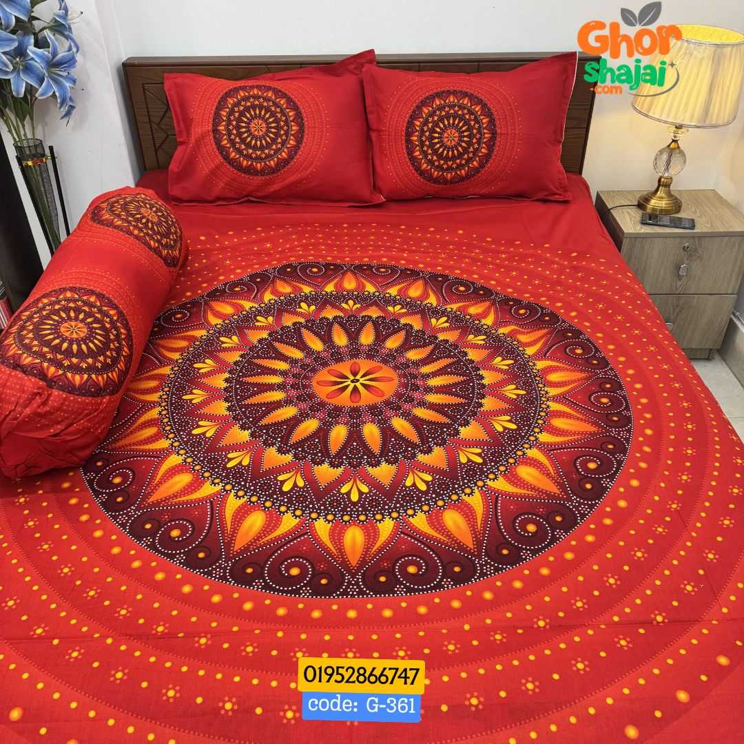 Luxury King Size Bed Sheet, Cotton Bedsheet Set, Premium Bedsheet Bangladesh, King Size Cotton Bedsheet, Bedsheet with Pillow Covers, Digital Print Bedsheet, Luxury Bedding Set, Soft Cotton Bedsheet
