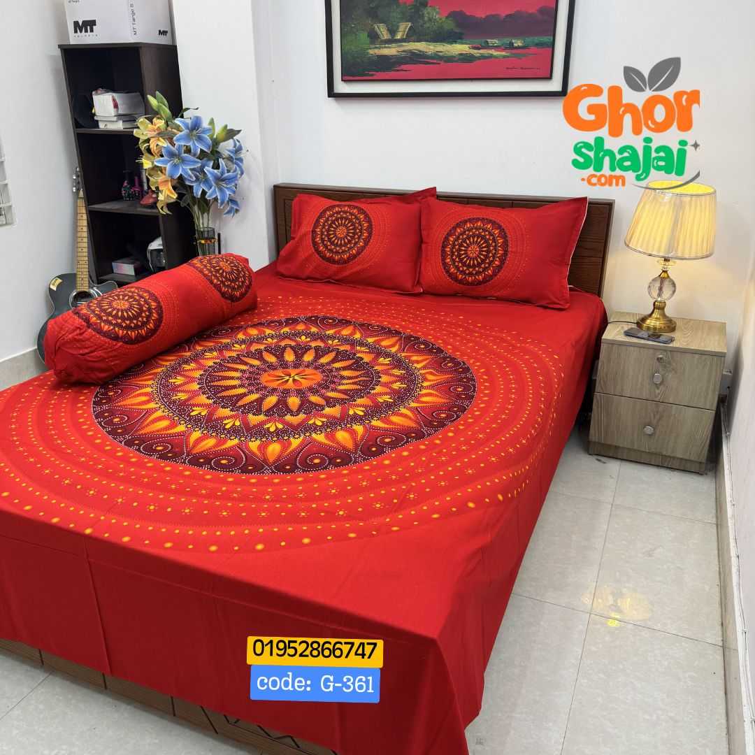 Luxury King Size Bed Sheet, Cotton Bedsheet Set, Premium Bedsheet Bangladesh, King Size Cotton Bedsheet, Bedsheet with Pillow Covers, Digital Print Bedsheet, Luxury Bedding Set, Soft Cotton Bedsheet