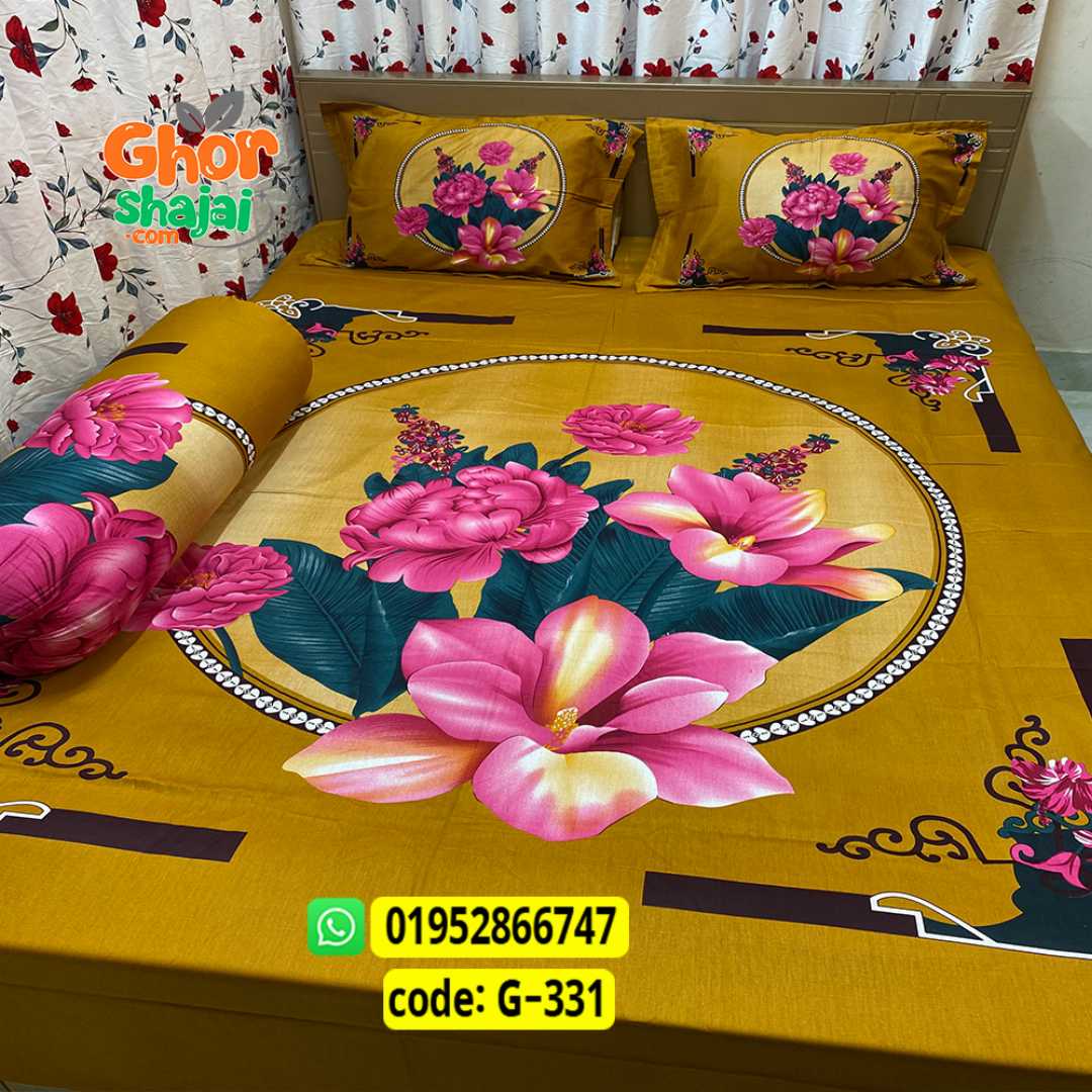 Luxury King Size Bed Sheet, Cotton Bedsheet Set, Premium Bedsheet Bangladesh, King Size Cotton Bedsheet, Bedsheet with Pillow Covers, Digital Print Bedsheet, Luxury Bedding Set, Soft Cotton Bedsheet