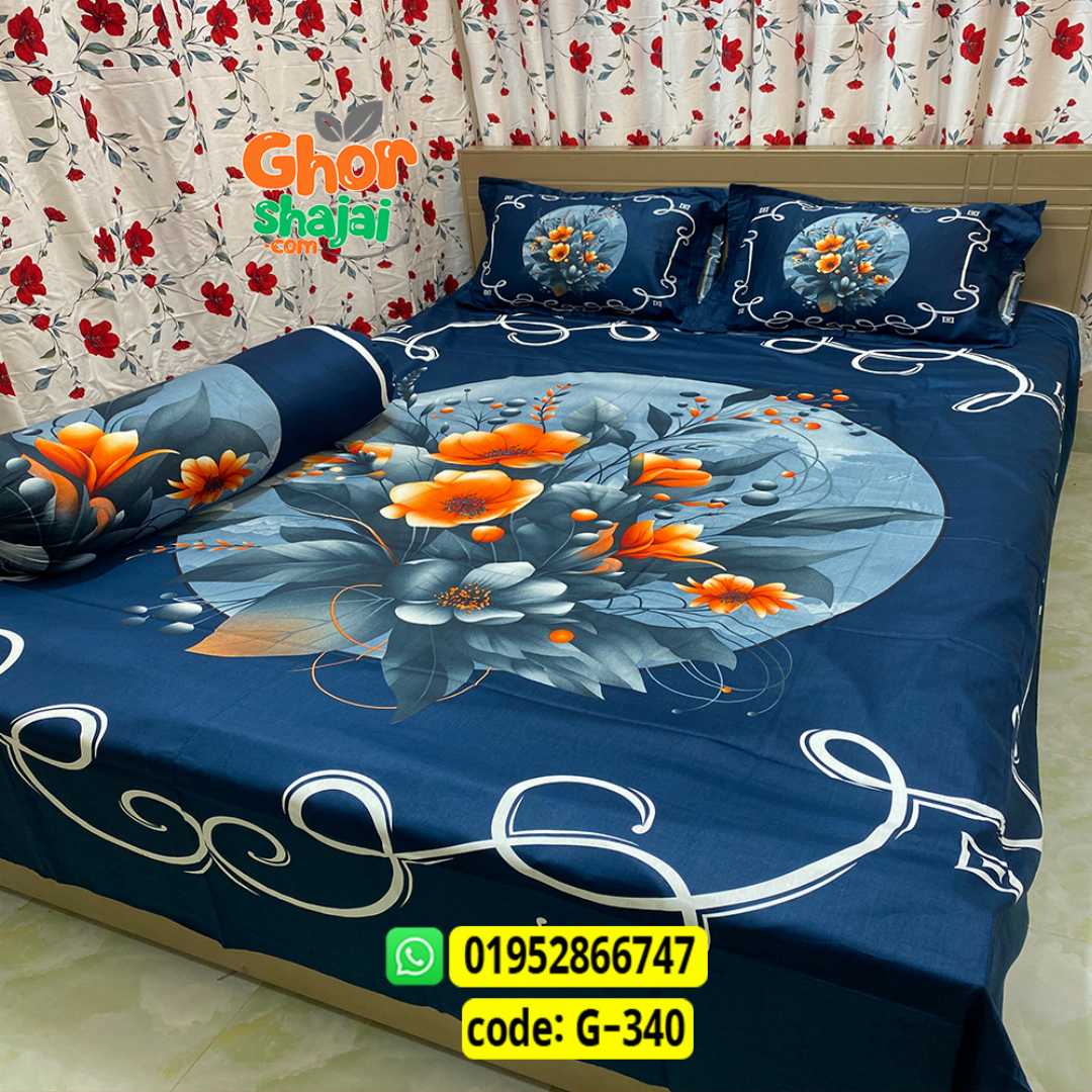Luxury King Size Bed Sheet, Cotton Bedsheet Set, Premium Bedsheet Bangladesh, King Size Cotton Bedsheet, Bedsheet with Pillow Covers, Digital Print Bedsheet, Luxury Bedding Set, Soft Cotton Bedsheet