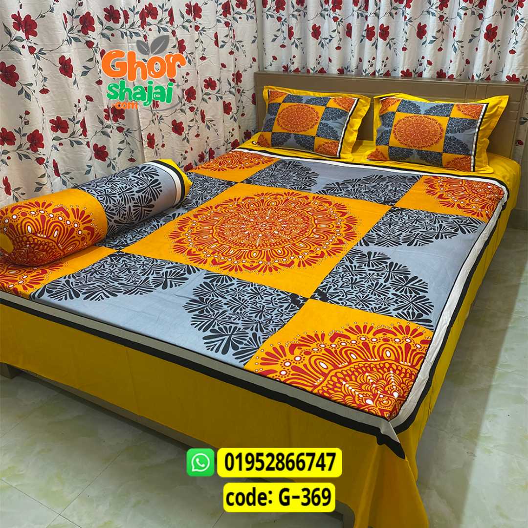 Luxury King Size Bed Sheet, Cotton Bedsheet Set, Premium Bedsheet Bangladesh, King Size Cotton Bedsheet, Bedsheet with Pillow Covers, Digital Print Bedsheet, Luxury Bedding Set, Soft Cotton Bedsheet