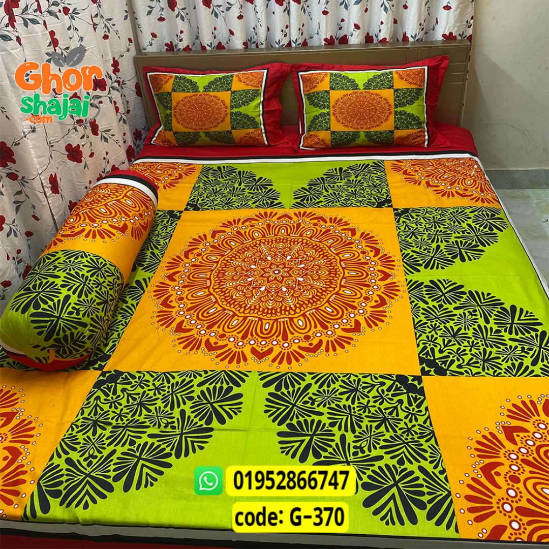 Luxury King Size Bed Sheet, Cotton Bedsheet Set, Premium Bedsheet Bangladesh, King Size Cotton Bedsheet, Bedsheet with Pillow Covers, Digital Print Bedsheet, Luxury Bedding Set, Soft Cotton Bedsheet