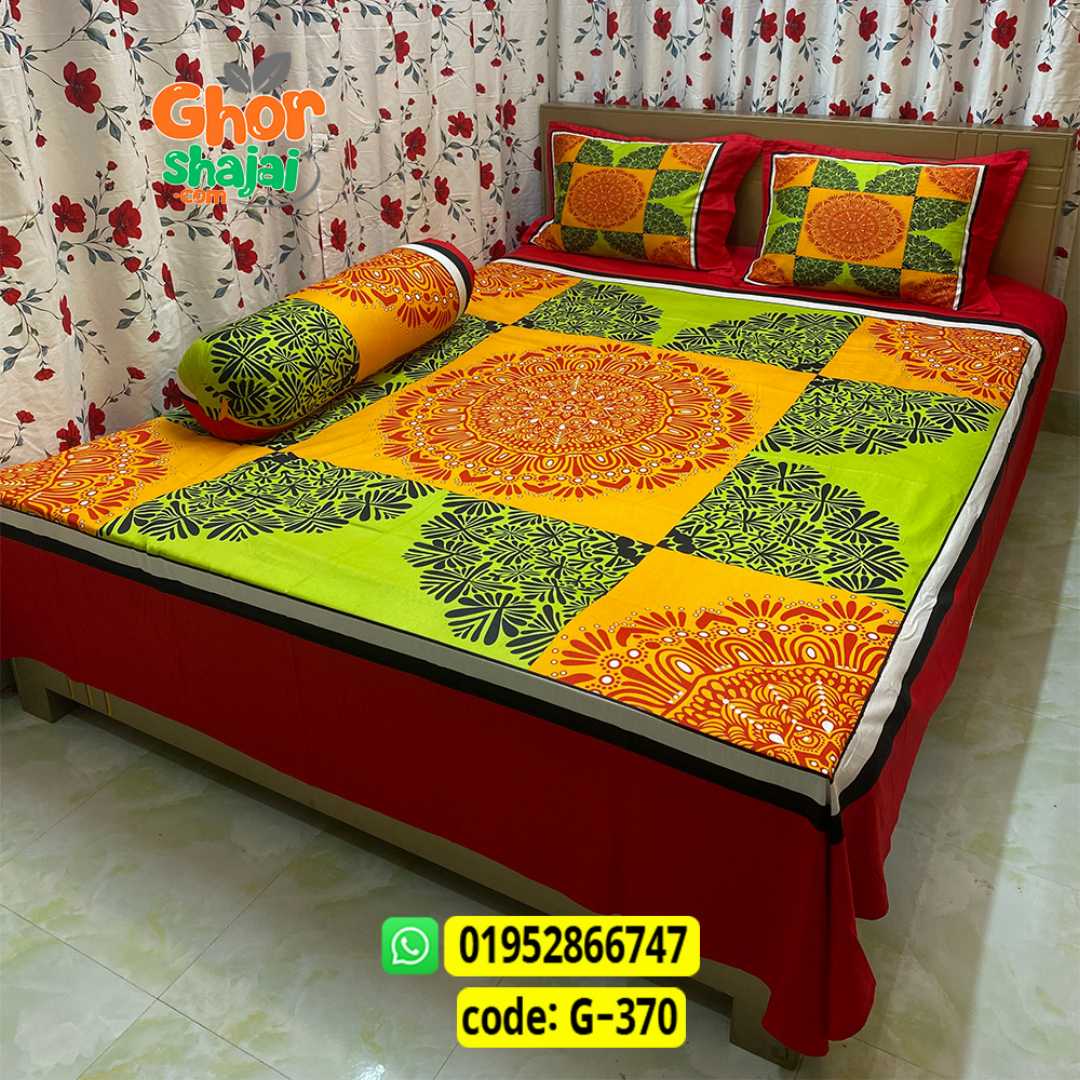 Luxury King Size Bed Sheet, Cotton Bedsheet Set, Premium Bedsheet Bangladesh, King Size Cotton Bedsheet, Bedsheet with Pillow Covers, Digital Print Bedsheet, Luxury Bedding Set, Soft Cotton Bedsheet