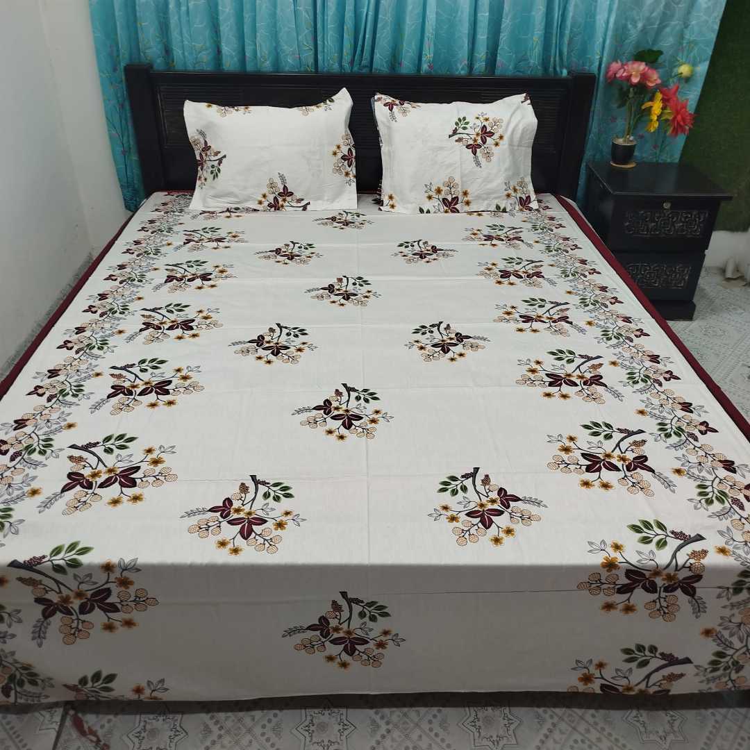 Luxury King Size Bed Sheet, Cotton Bedsheet Set, Premium Bedsheet Bangladesh, King Size Cotton Bedsheet, Bedsheet with Pillow Covers, Digital Print Bedsheet, Luxury Bedding Set, Soft Cotton Bedsheet