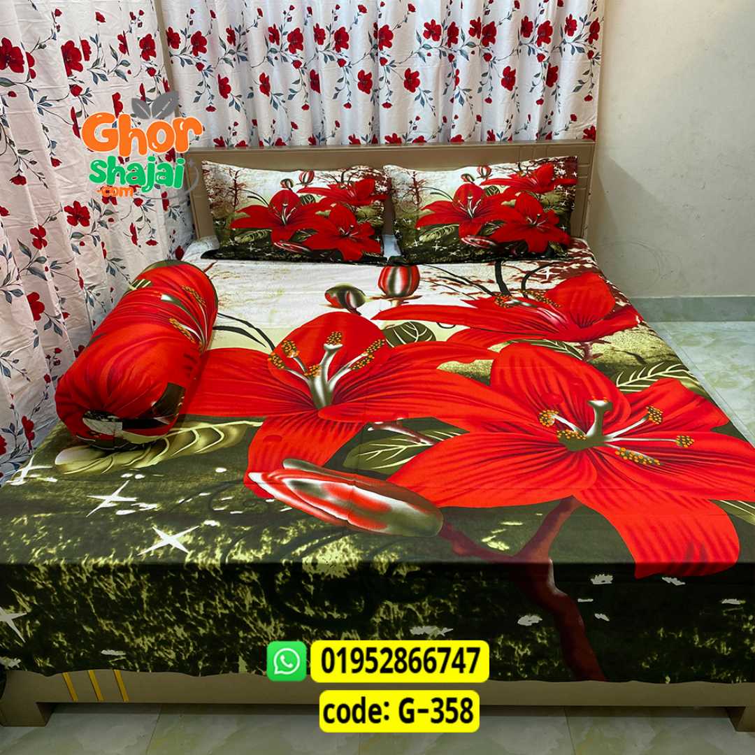 Luxury King Size Bed Sheet, Cotton Bedsheet Set, Premium Bedsheet Bangladesh, King Size Cotton Bedsheet, Bedsheet with Pillow Covers, Digital Print Bedsheet, Luxury Bedding Set, Soft Cotton Bedsheet