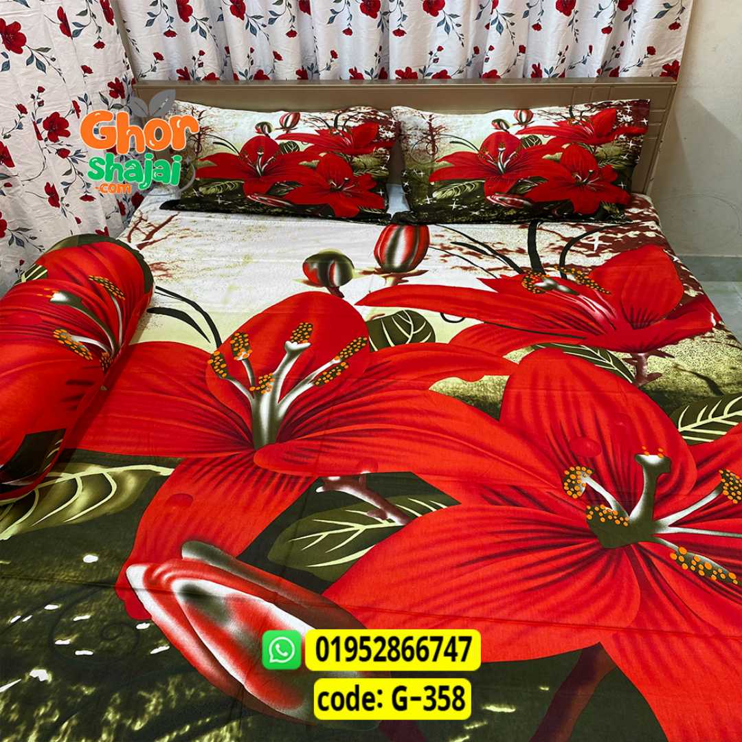 Luxury King Size Bed Sheet, Cotton Bedsheet Set, Premium Bedsheet Bangladesh, King Size Cotton Bedsheet, Bedsheet with Pillow Covers, Digital Print Bedsheet, Luxury Bedding Set, Soft Cotton Bedsheet