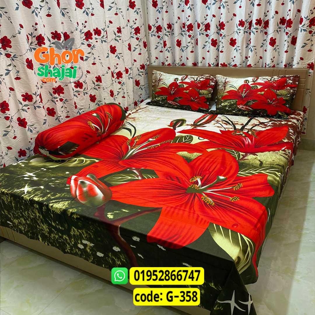 Luxury King Size Bed Sheet, Cotton Bedsheet Set, Premium Bedsheet Bangladesh, King Size Cotton Bedsheet, Bedsheet with Pillow Covers, Digital Print Bedsheet, Luxury Bedding Set, Soft Cotton Bedsheet