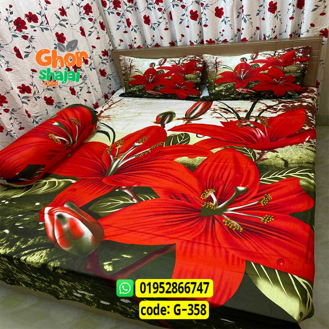 Luxury King Size Bed Sheet, Cotton Bedsheet Set, Premium Bedsheet Bangladesh, King Size Cotton Bedsheet, Bedsheet with Pillow Covers, Digital Print Bedsheet, Luxury Bedding Set, Soft Cotton Bedsheet