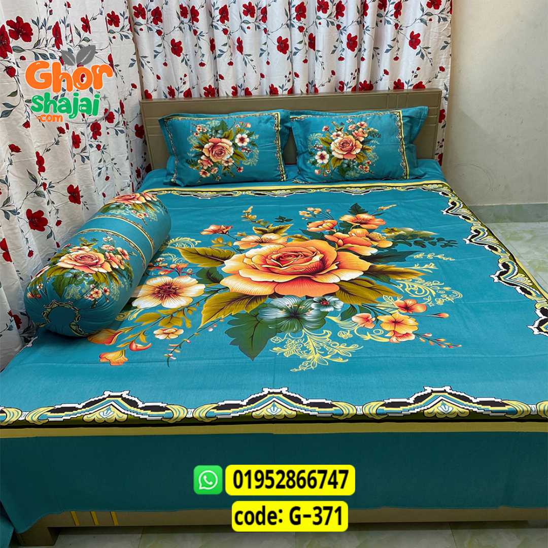 Luxury King Size Bed Sheet, Cotton Bedsheet Set, Premium Bedsheet Bangladesh, King Size Cotton Bedsheet, Bedsheet with Pillow Covers, Digital Print Bedsheet, Luxury Bedding Set, Soft Cotton Bedsheet
