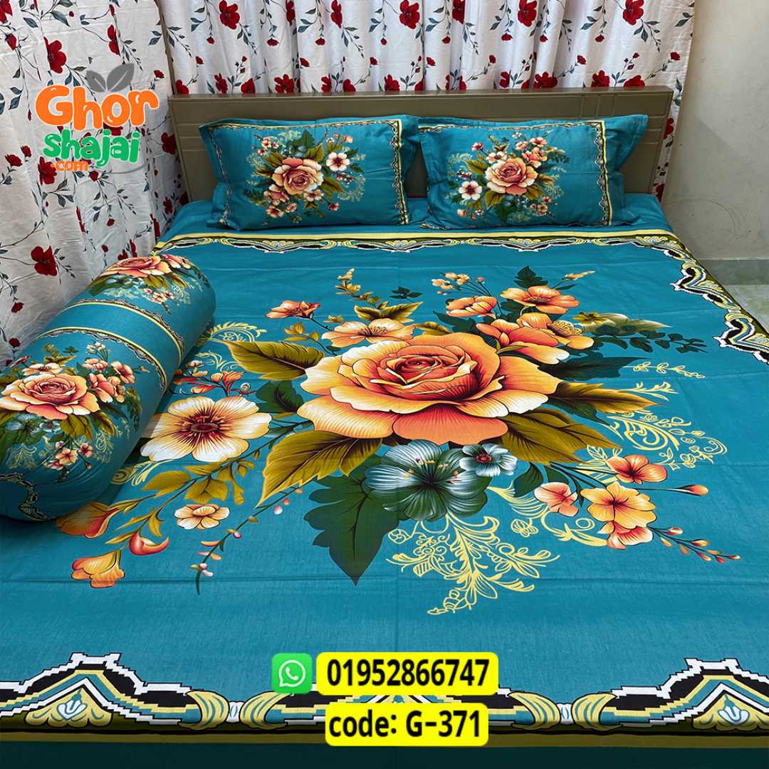 Luxury King Size Bed Sheet, Cotton Bedsheet Set, Premium Bedsheet Bangladesh, King Size Cotton Bedsheet, Bedsheet with Pillow Covers, Digital Print Bedsheet, Luxury Bedding Set, Soft Cotton Bedsheet