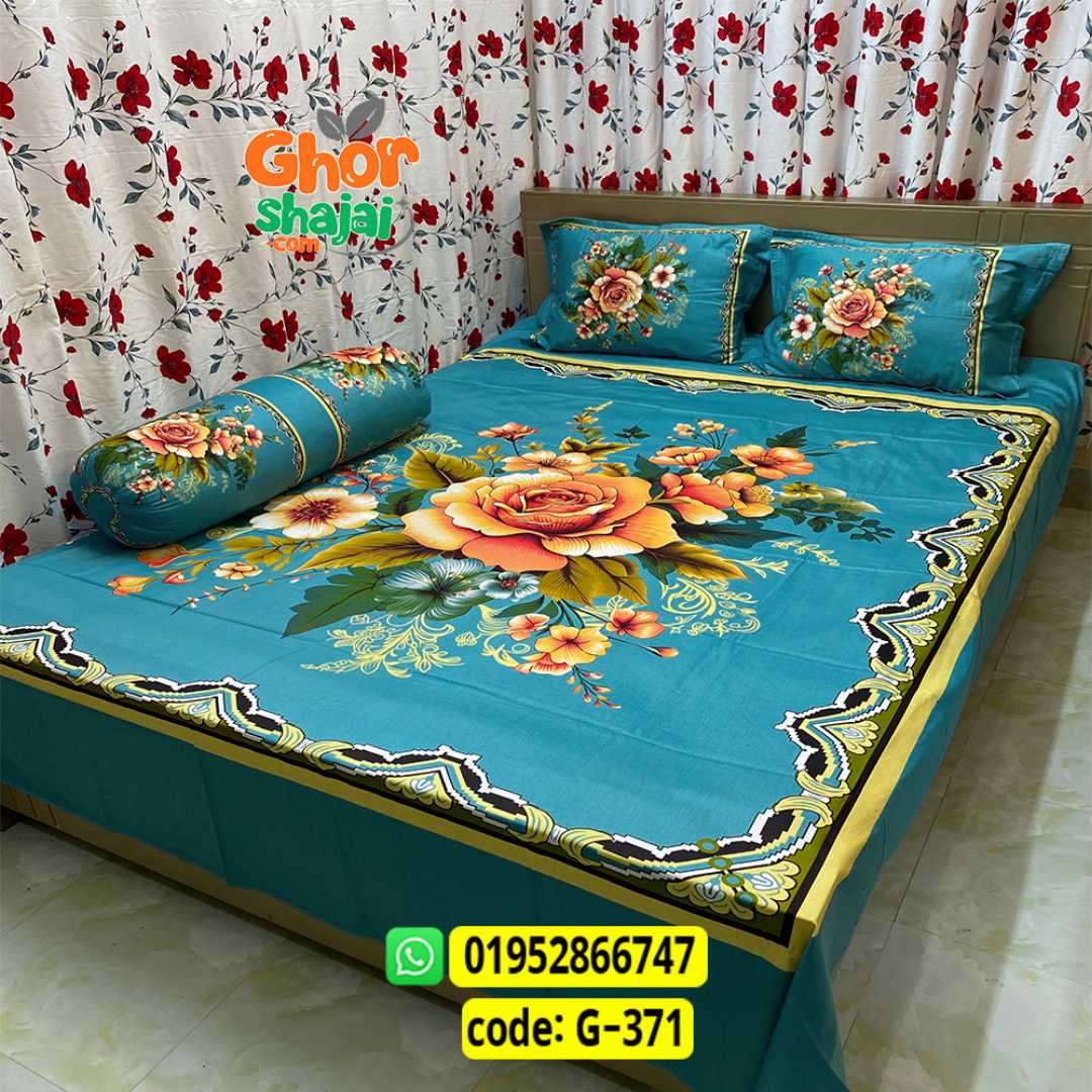 Luxury King Size Bed Sheet, Cotton Bedsheet Set, Premium Bedsheet Bangladesh, King Size Cotton Bedsheet, Bedsheet with Pillow Covers, Digital Print Bedsheet, Luxury Bedding Set, Soft Cotton Bedsheet