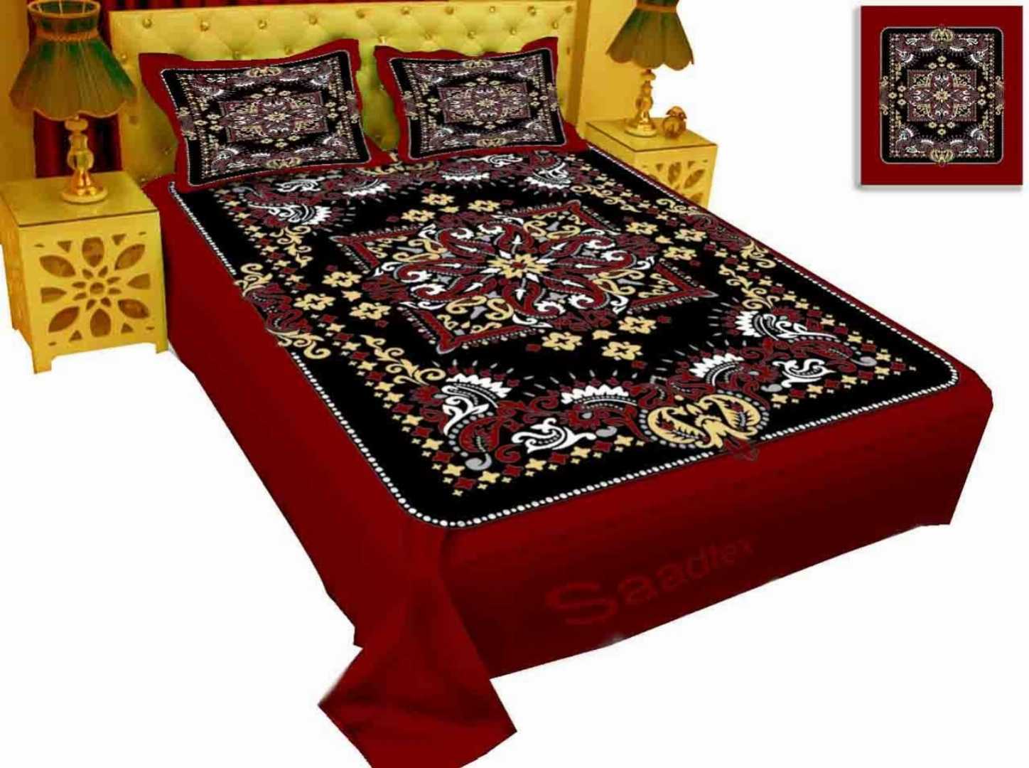 Luxury King Size Bed Sheet, Cotton Bedsheet Set, Premium Bedsheet Bangladesh, King Size Cotton Bedsheet, Bedsheet with Pillow Covers, Digital Print Bedsheet, Luxury Bedding Set, Soft Cotton Bedsheet