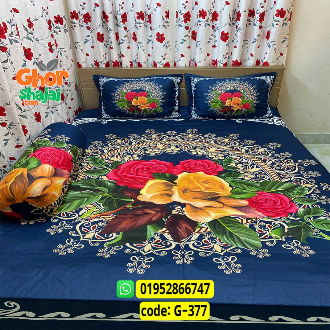 Luxury King Size Bed Sheet, Cotton Bedsheet Set, Premium Bedsheet Bangladesh, King Size Cotton Bedsheet, Bedsheet with Pillow Covers, Digital Print Bedsheet, Luxury Bedding Set, Soft Cotton Bedsheet