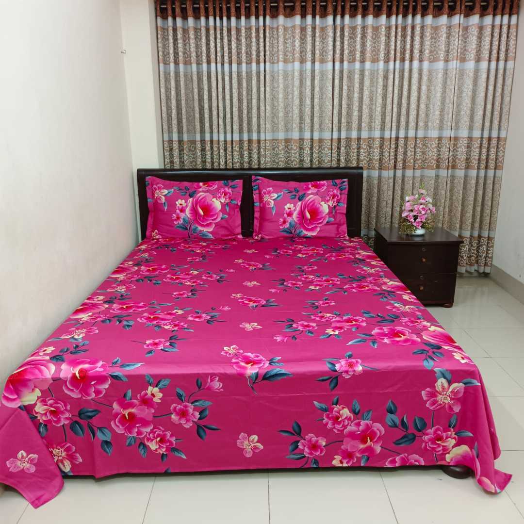 Luxury King Size Bed Sheet, Cotton Bedsheet Set, Premium Bedsheet Bangladesh, King Size Cotton Bedsheet, Bedsheet with Pillow Covers, Digital Print Bedsheet, Luxury Bedding Set, Soft Cotton Bedsheet