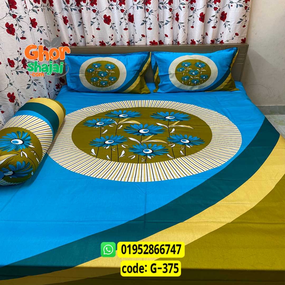 Luxury King Size Bed Sheet, Cotton Bedsheet Set, Premium Bedsheet Bangladesh, King Size Cotton Bedsheet, Bedsheet with Pillow Covers, Digital Print Bedsheet, Luxury Bedding Set, Soft Cotton Bedsheet