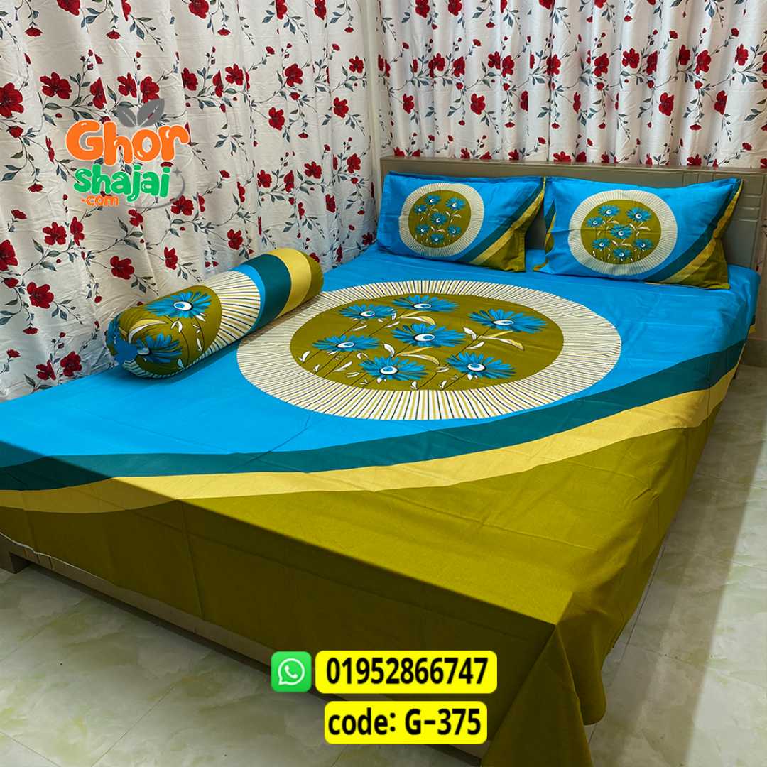 Luxury King Size Bed Sheet, Cotton Bedsheet Set, Premium Bedsheet Bangladesh, King Size Cotton Bedsheet, Bedsheet with Pillow Covers, Digital Print Bedsheet, Luxury Bedding Set, Soft Cotton Bedsheet