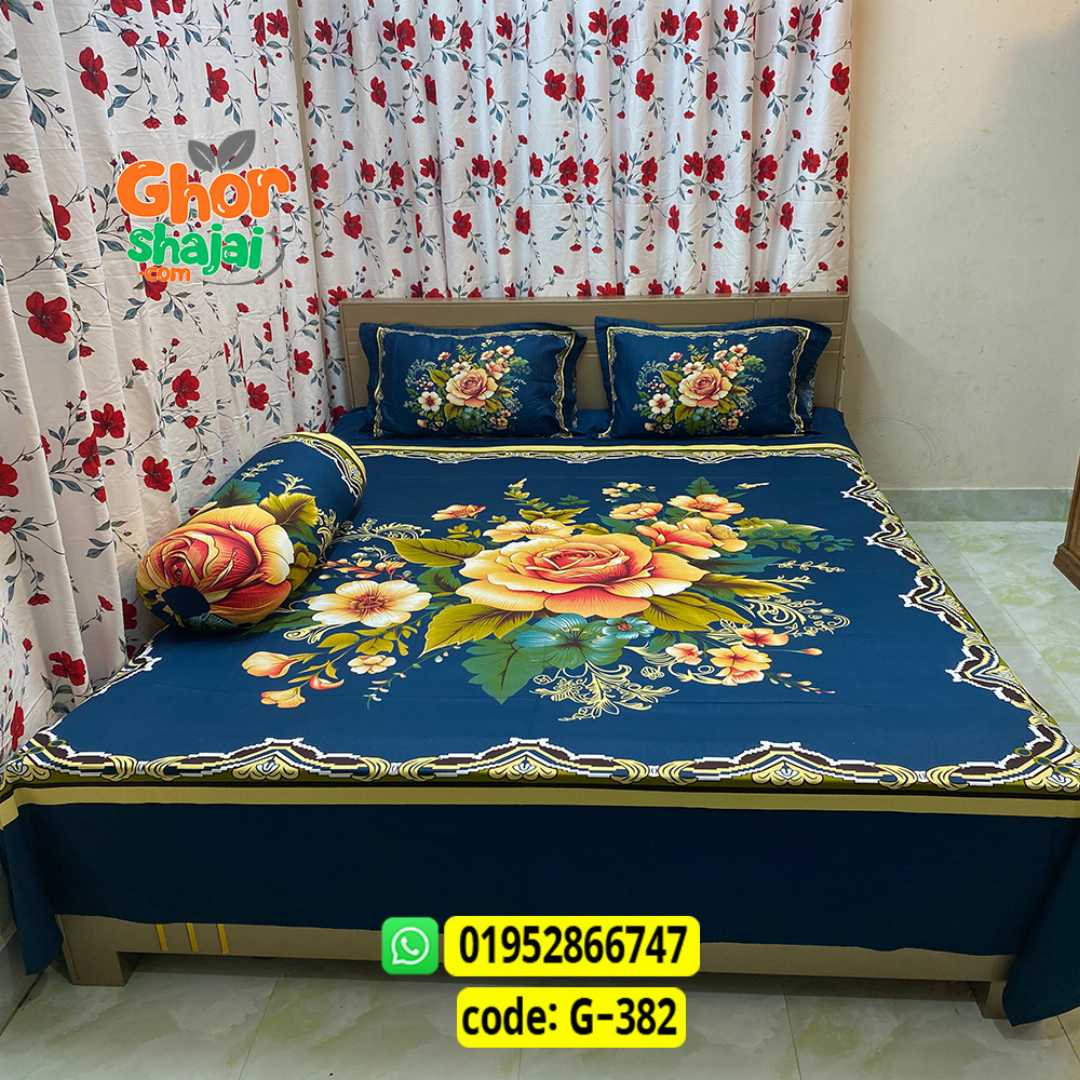 Luxury King Size Bed Sheet, Cotton Bedsheet Set, Premium Bedsheet Bangladesh, King Size Cotton Bedsheet, Bedsheet with Pillow Covers, Digital Print Bedsheet, Luxury Bedding Set, Soft Cotton Bedsheet