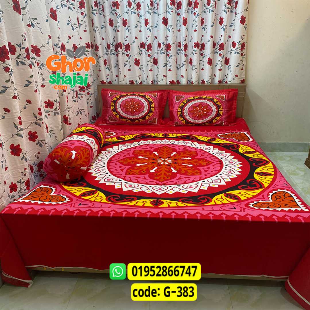 Luxury King Size Bed Sheet, Cotton Bedsheet Set, Premium Bedsheet Bangladesh, King Size Cotton Bedsheet, Bedsheet with Pillow Covers, Digital Print Bedsheet, Luxury Bedding Set, Soft Cotton Bedsheet