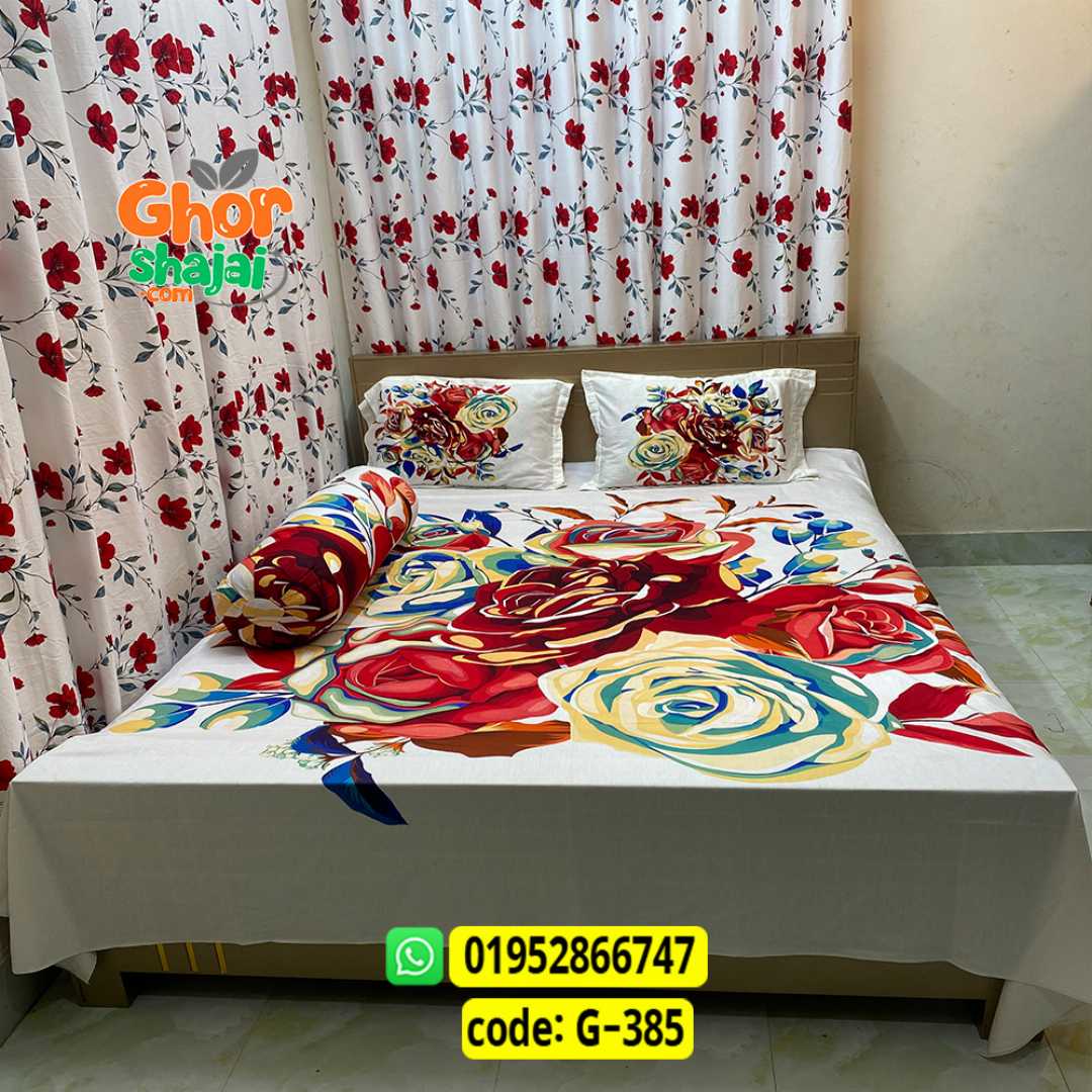 Luxury King Size Bed Sheet, Cotton Bedsheet Set, Premium Bedsheet Bangladesh, King Size Cotton Bedsheet, Bedsheet with Pillow Covers, Digital Print Bedsheet, Luxury Bedding Set, Soft Cotton Bedsheet
