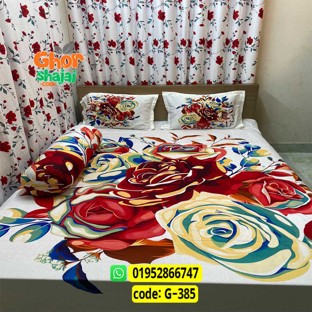 Luxury King Size Bed Sheet, Cotton Bedsheet Set, Premium Bedsheet Bangladesh, King Size Cotton Bedsheet, Bedsheet with Pillow Covers, Digital Print Bedsheet, Luxury Bedding Set, Soft Cotton Bedsheet