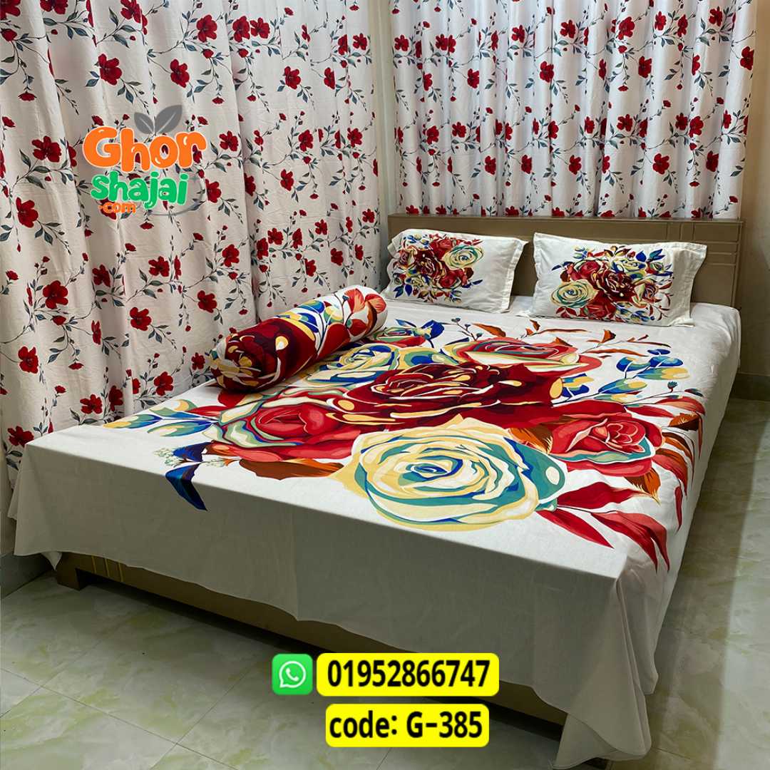 Luxury King Size Bed Sheet, Cotton Bedsheet Set, Premium Bedsheet Bangladesh, King Size Cotton Bedsheet, Bedsheet with Pillow Covers, Digital Print Bedsheet, Luxury Bedding Set, Soft Cotton Bedsheet