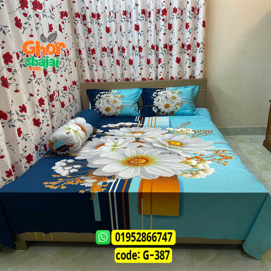 Luxury King Size Bed Sheet, Cotton Bedsheet Set, Premium Bedsheet Bangladesh, King Size Cotton Bedsheet, Bedsheet with Pillow Covers, Digital Print Bedsheet, Luxury Bedding Set, Soft Cotton Bedsheet