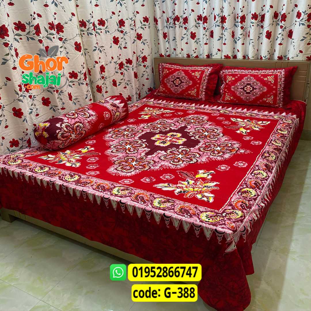 Luxury King Size Bed Sheet, Cotton Bedsheet Set, Premium Bedsheet Bangladesh, King Size Cotton Bedsheet, Bedsheet with Pillow Covers, Digital Print Bedsheet, Luxury Bedding Set, Soft Cotton Bedsheet