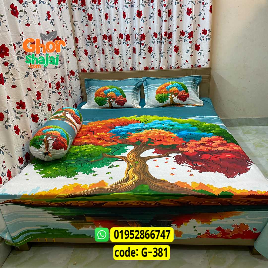 Luxury King Size Bed Sheet, Cotton Bedsheet Set, Premium Bedsheet Bangladesh, King Size Cotton Bedsheet, Bedsheet with Pillow Covers, Digital Print Bedsheet, Luxury Bedding Set, Soft Cotton Bedsheet