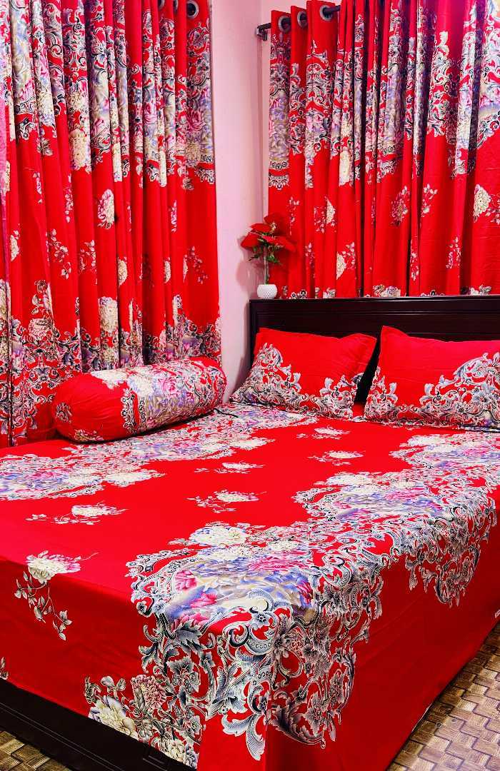 Luxury King Size Bed Sheet, Cotton Bedsheet Set, Premium Bedsheet Bangladesh, King Size Cotton Bedsheet, Bedsheet with Pillow Covers, Digital Print Bedsheet, Luxury Bedding Set, Soft Cotton Bedsheet