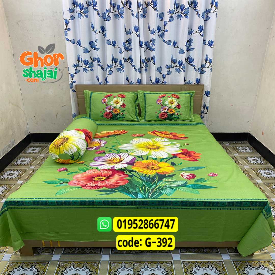Luxury King Size Bed Sheet, Cotton Bedsheet Set, Premium Bedsheet Bangladesh, King Size Cotton Bedsheet, Bedsheet with Pillow Covers, Digital Print Bedsheet, Luxury Bedding Set, Soft Cotton Bedsheet